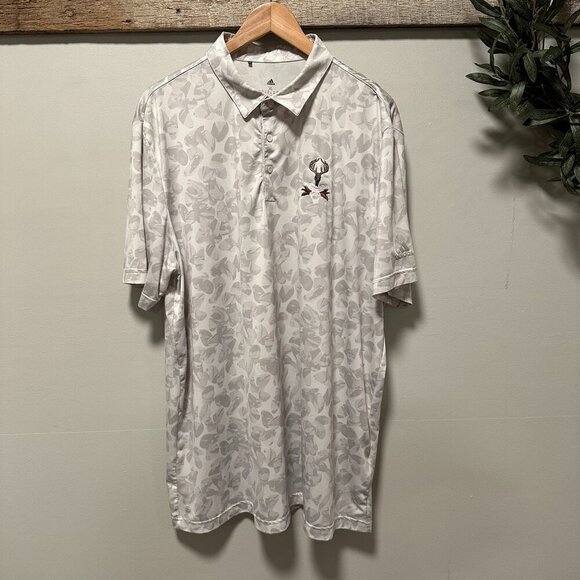 adidas Other - Adidas Tobacco Road Polo in Light Grey & White w/ Deer Skull Horns Size XL